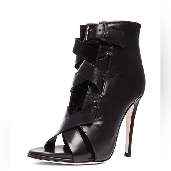 Diane Von Furstenberg Black Stiletto Leather Booties - Picture 1 of 15